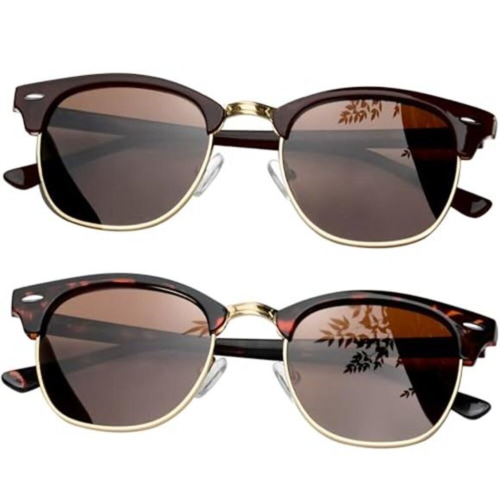 Semi Rimless Polarized Sunglasses for Men Women Browline Sun Glasses